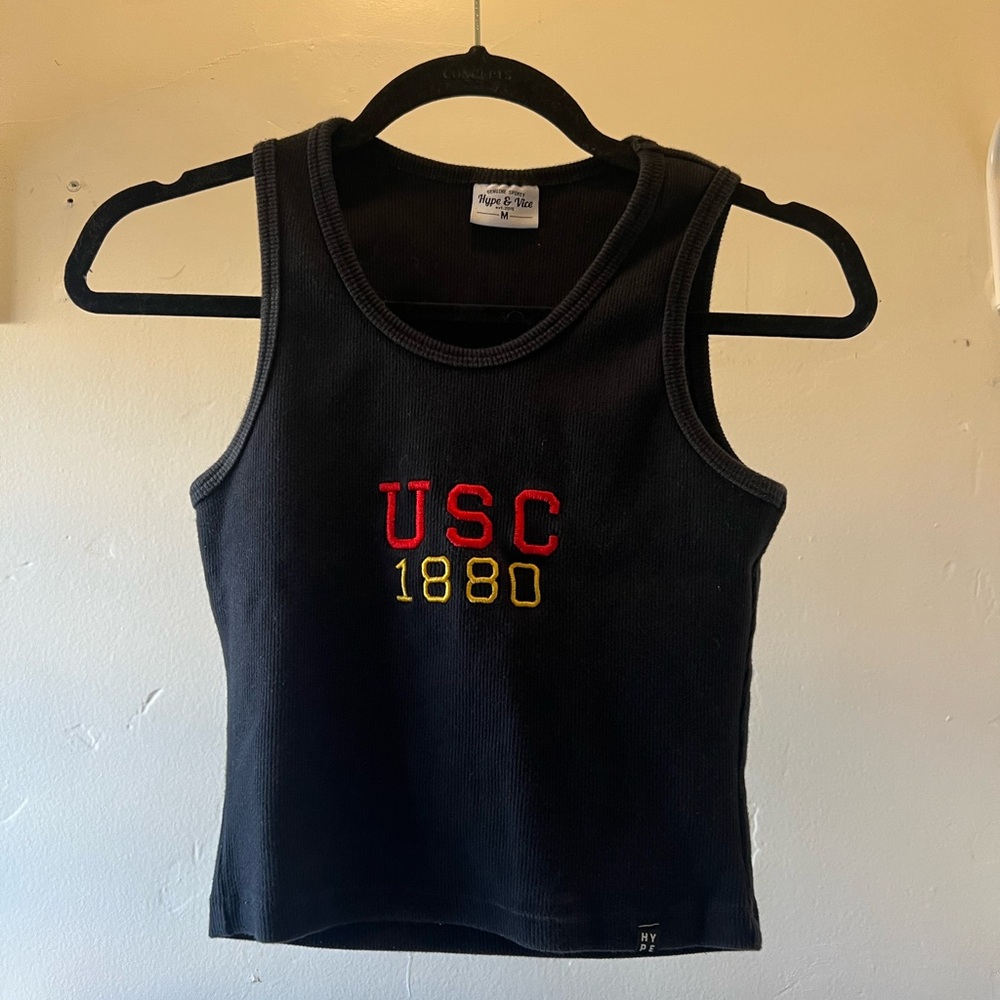 USC 1880 Embroidered Black Tank Top